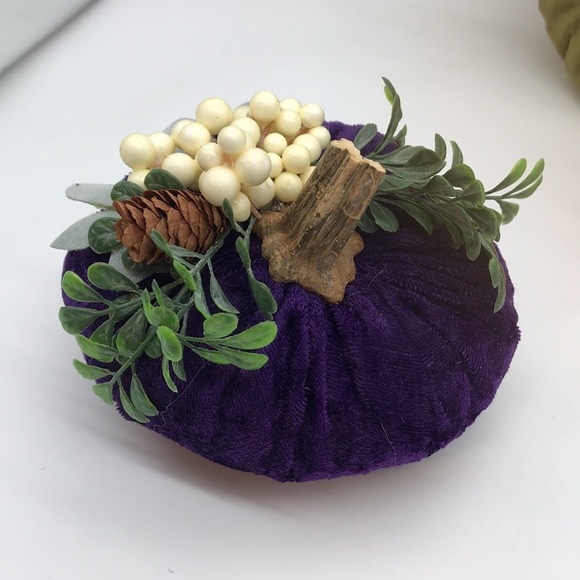 Trio of 3 Handmade Velvet, Poly filled Pumpkins - Picture 2 of 12